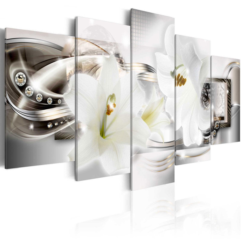 Parfum de lis sur toile 5 pièces, H 40 po x l 80 po x P 0,7 po