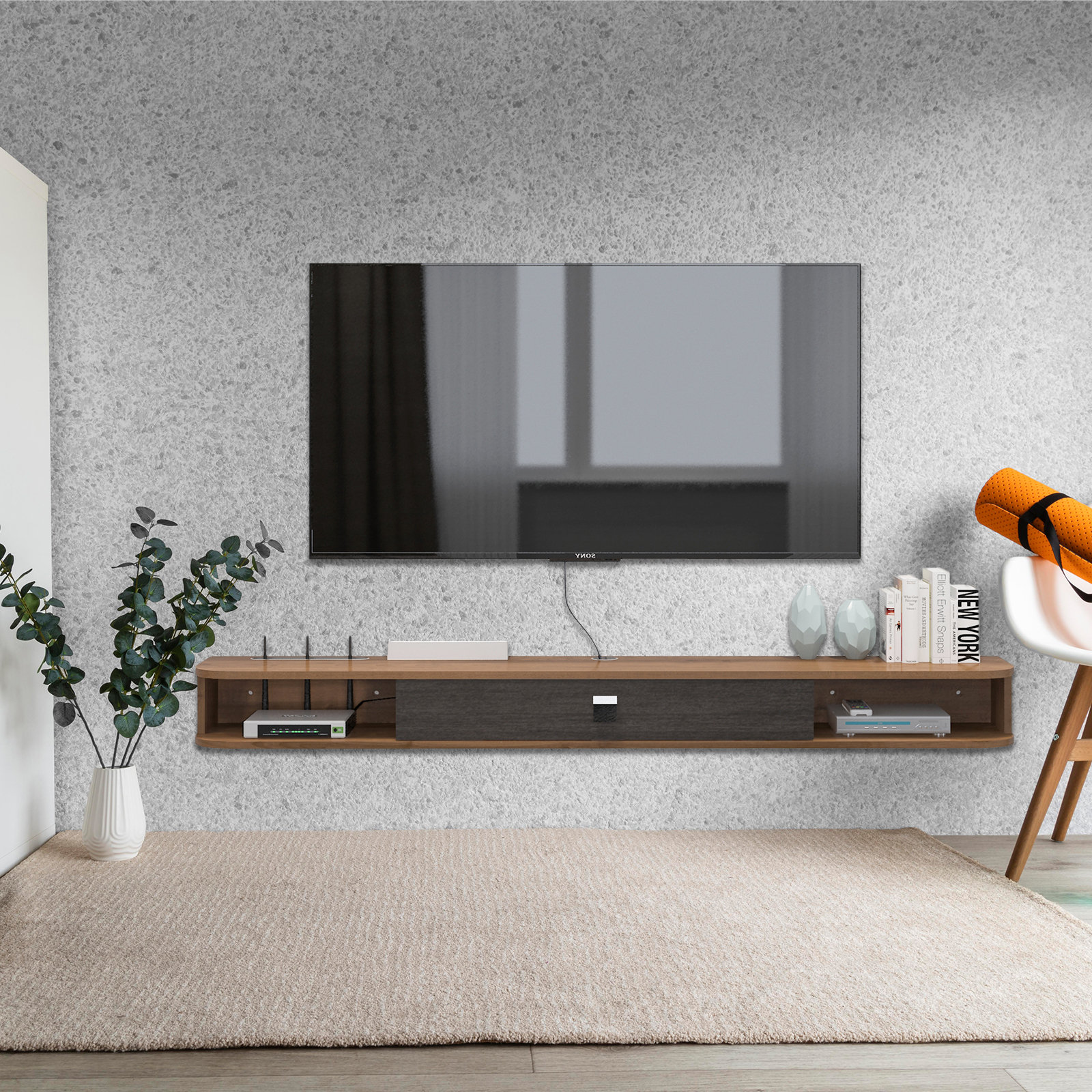 Floating tv stand for tvs up to 70 store inches