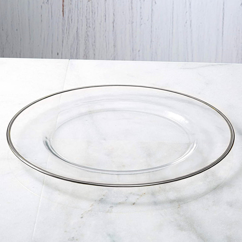 Gilt Glass No Pattern Charger, Silver Rim