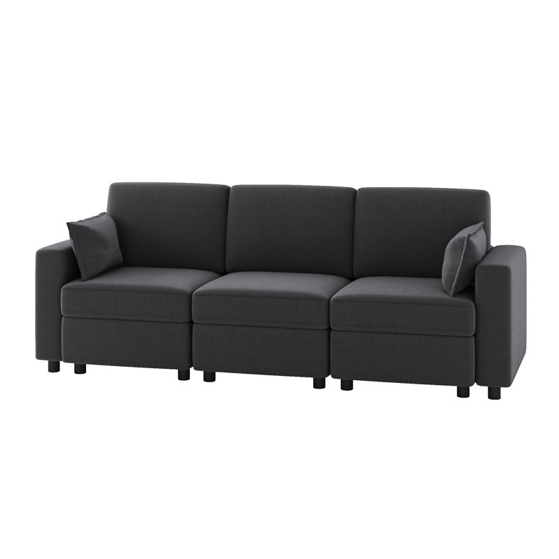 Canapé modulaire 3 pièces Vickey, Gris anthracite