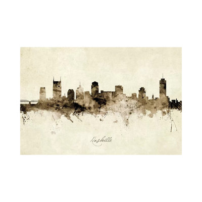 «Nashville Tennessee Skyline» par Michael Tompsett - peinture sur toile tendue