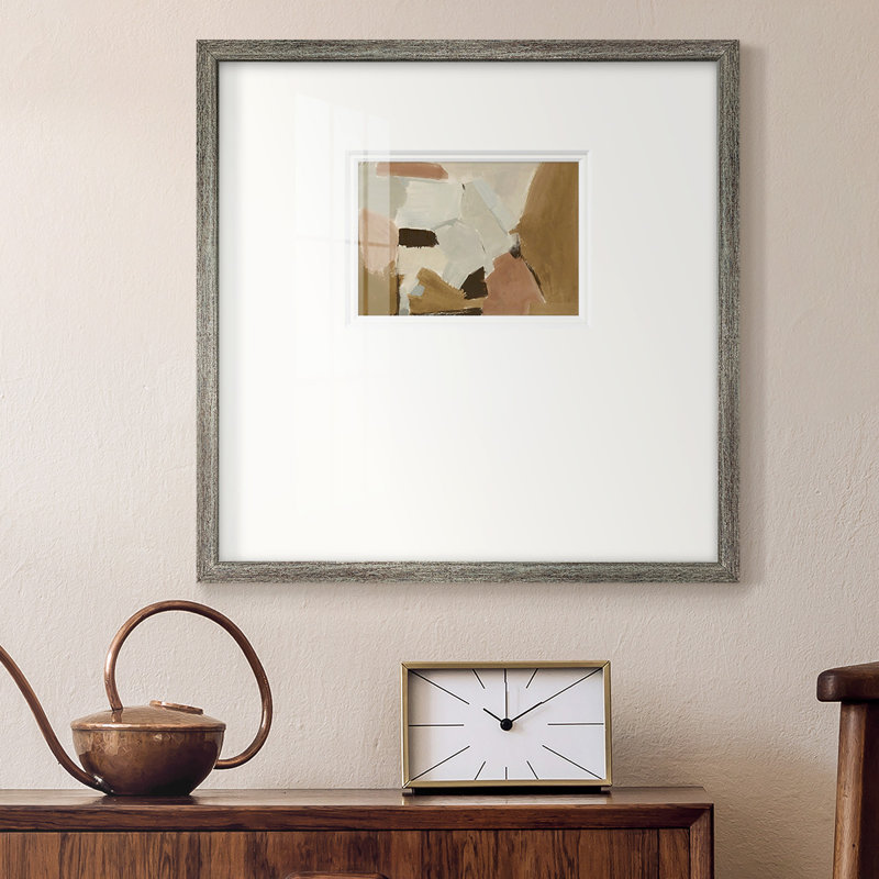 Almondine I - reproduction de cadre photo simple, H 17 po x l 17 po x P 1,25 po, Papier avec cadre beige, Blanc