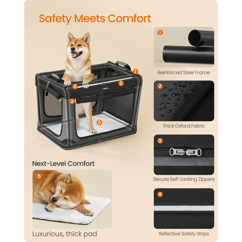 Collapsible Pet Crate, 53cm H x 76cm W x 53cm D