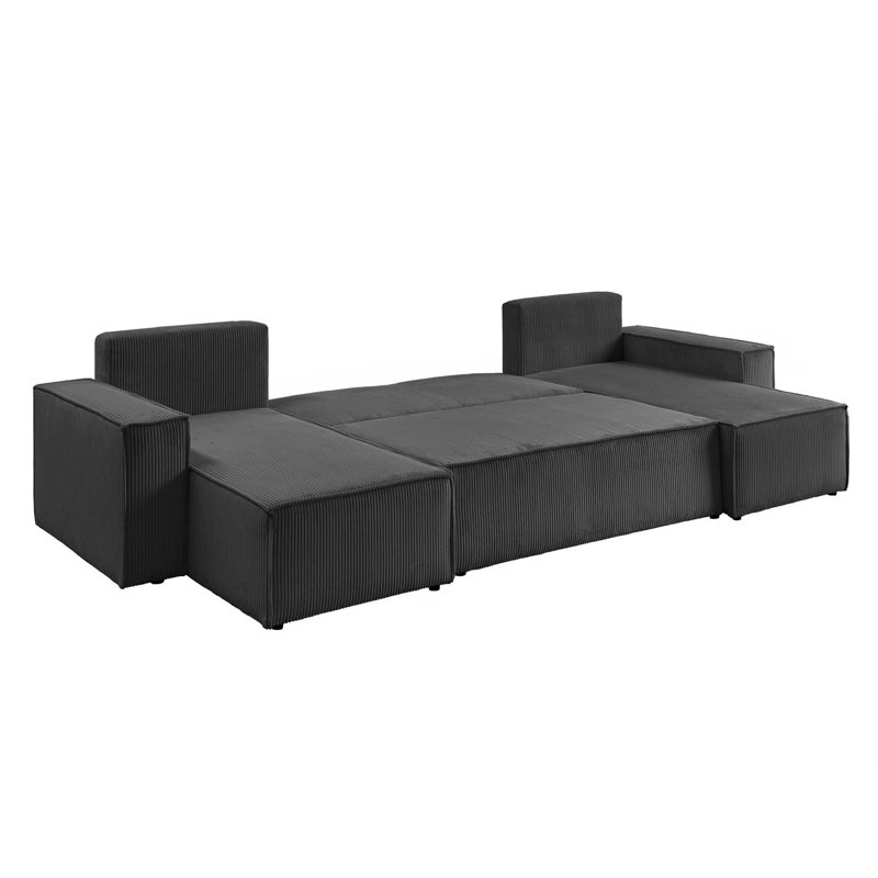 Alpcan 6 Seater Corduroy Corner Sofa , Alpcan Black Corduroy