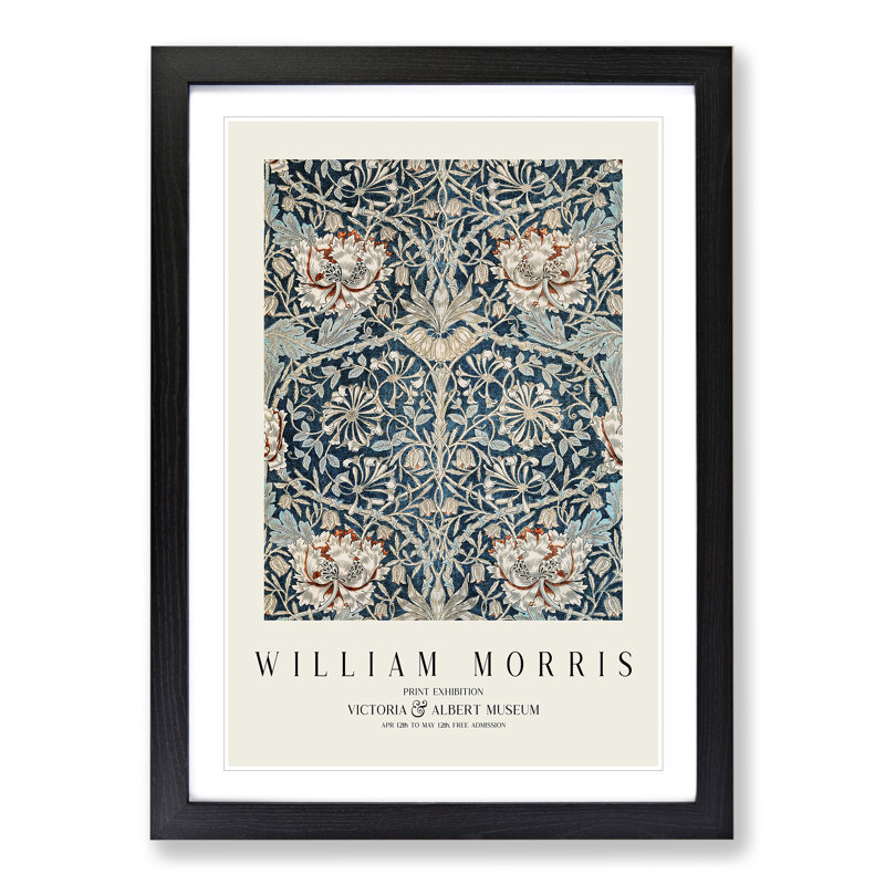 Honeysuckle Vol.2 by William Morris - Framed Print, 48cm H x 36cm W x 2cm D, Black Framed