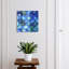 Key box for wall, Opens to the left, 30x30x5, White, Dynamic scale pattern in shades of blue, 