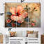 Hibiscus rétro rose et beige - Hibiscus Wall Art, ensemble de salon-1699011117-1699011119