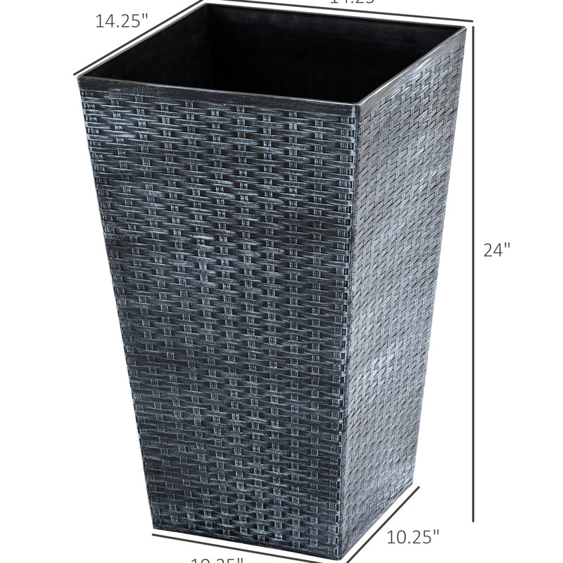 De 3 pots de fleurs hauts gris avec drainage, extérieur pour terrasse et bureau. Matériau, L 14,64 po x l 14,64 po H 24 po Patio. Polypropylène,