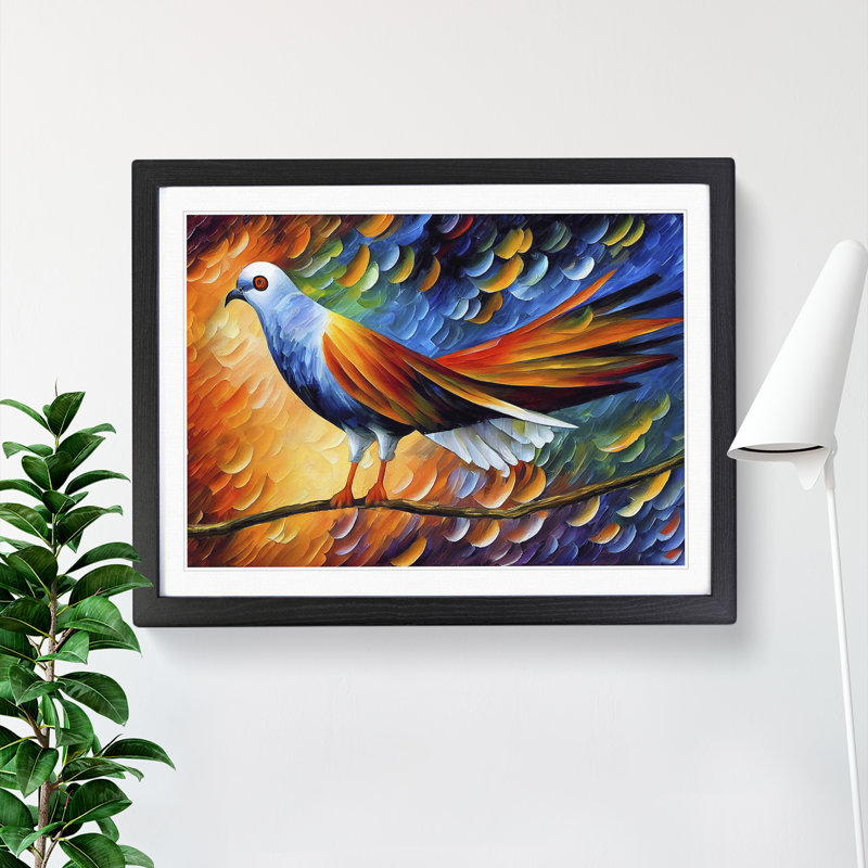 Pigeon Bird Vol.2 Abstract - Single Picture Frame Print, 46cm H x 64cm W x 2cm D, Black Framed