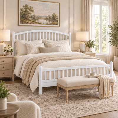 Annam Solid Wood Arch Panel Platform Bed