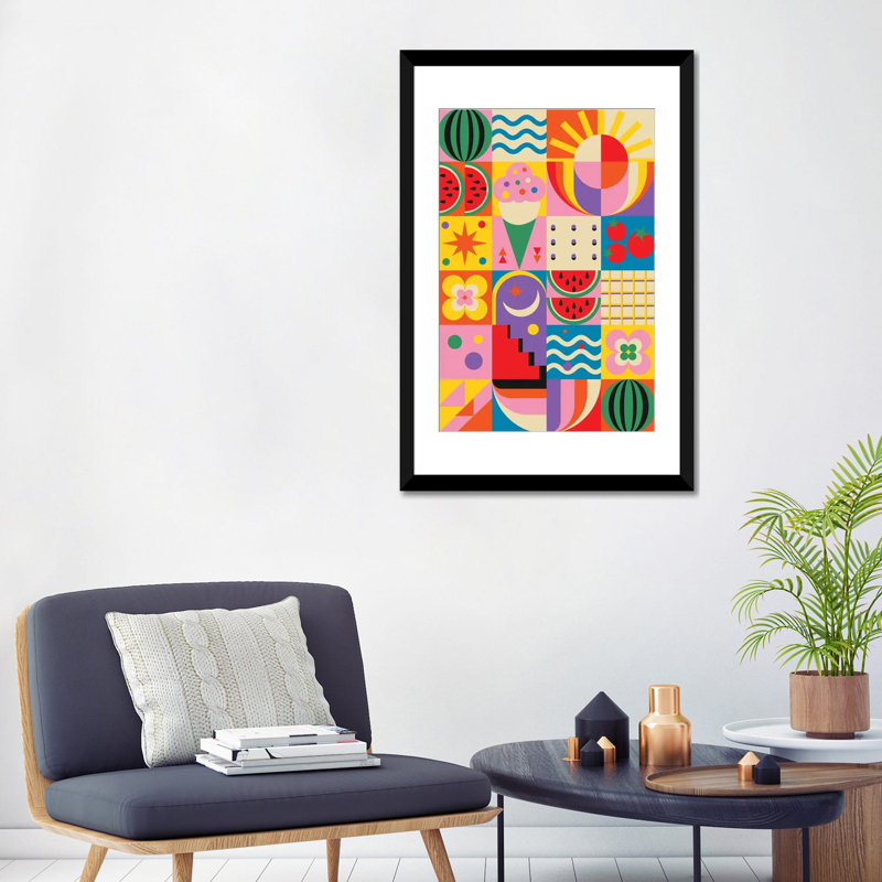 Summer Time - Reproduction d'art mural - Papier d'art encadré, H 32 po x l 24 po, Papier à cadre ouvert avec passe-partout