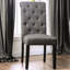 Chaises d'appoint de style rustique, tissu semblable au lin à boutons, bois massif, noir antique / gris pour la salle à manger noire / grise, décoration du dossier-1502350300