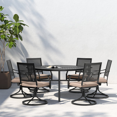 Argyri Round 6 - Person 54" Long Dining Set with Cushions