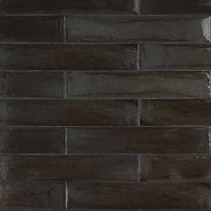 Paint 3x16 Glossy Porcelain Tile, Nero Black