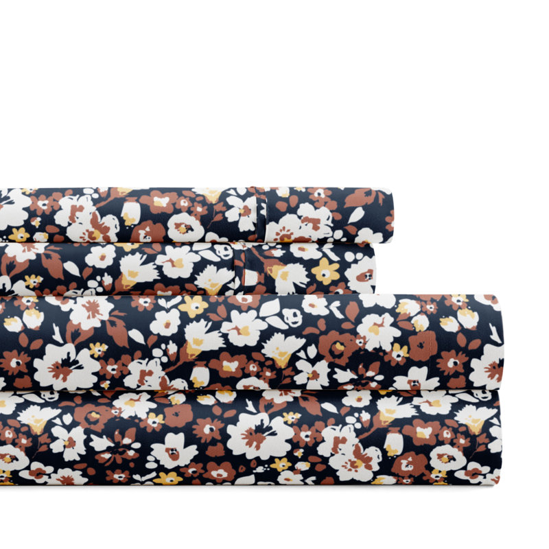 Twin Terracotta Floral Microfiber Kids Sheet Set