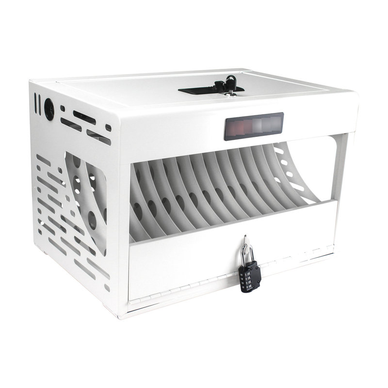 16 Laptop & Tablet Charging Cabinet - Lockable, White, For Classroom, Office, , Stores Charges Diverse Computing Devices 16 Locking Space , With Protected Tablet/laptop Storage