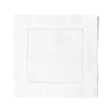 Hemstitched Linen Blend Cocktail Napkins (Set of 12) - On Sale