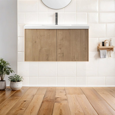 Meuble-lavabo mural 36 po avec lavabo et portes à fermeture en douceur