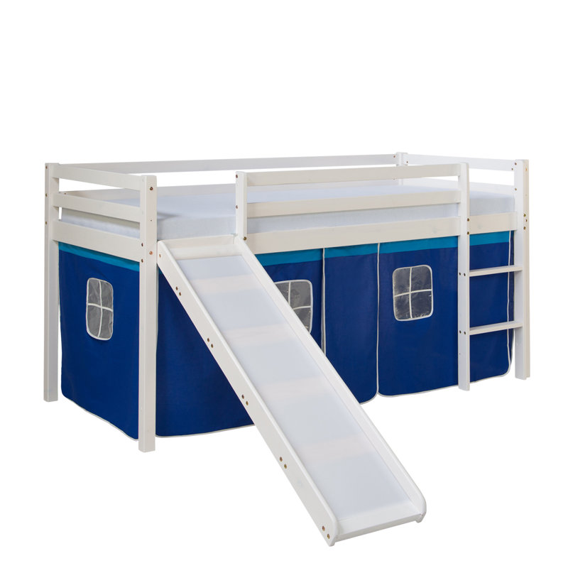 European Single (90 X 200 Cm) Loft Bed, Blue / White / Grey