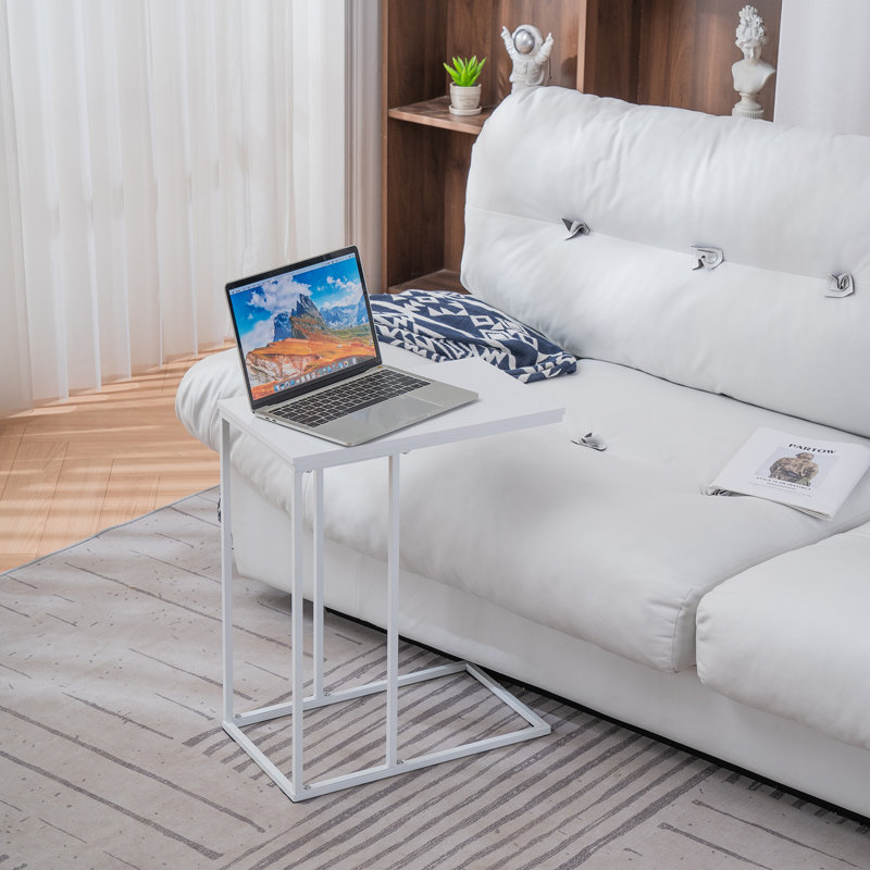 Fontfroide Rectangular Solid and Manufactured Wood End Table with Tray Top, White