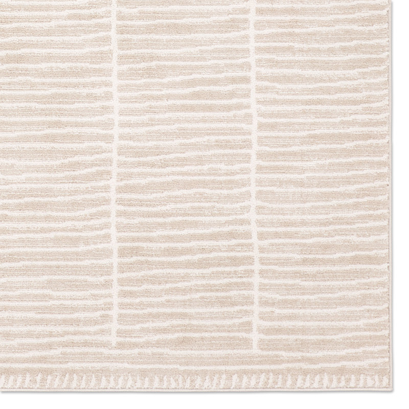Vibe by Union Rustic Loehrke Powerloomed Stripes Tan/Taupe Area Rug, Rectangle 7'9" x 9'9"