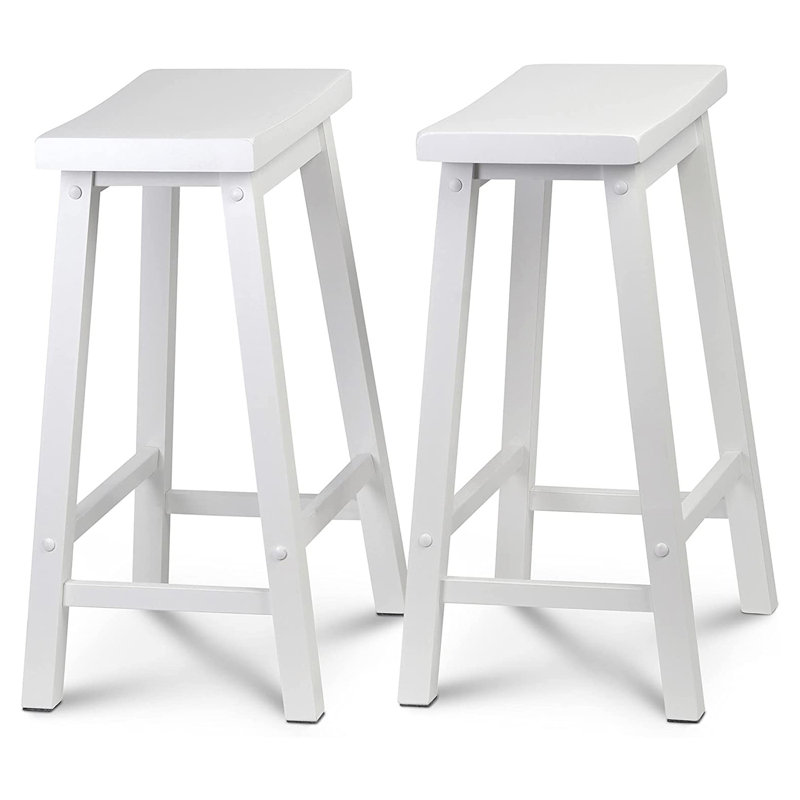 Solid Wood Accent Stool, White