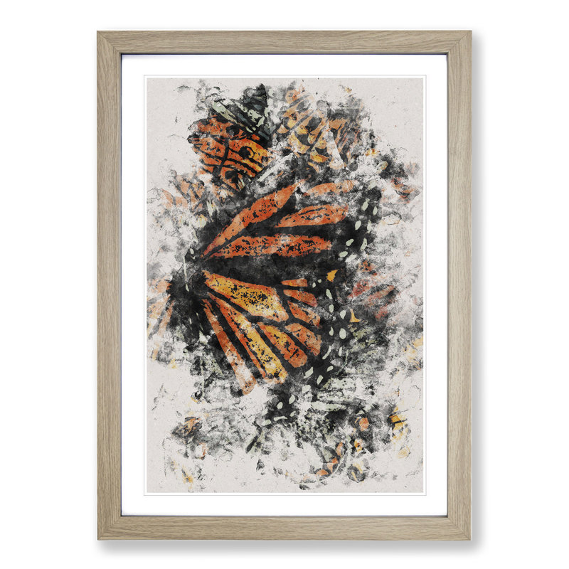 Monarch Butterflies Vol.1 Watercolour - Picture Frame Graphic Art, 65cm H x 48cm W x 2cm D, Oak Framed