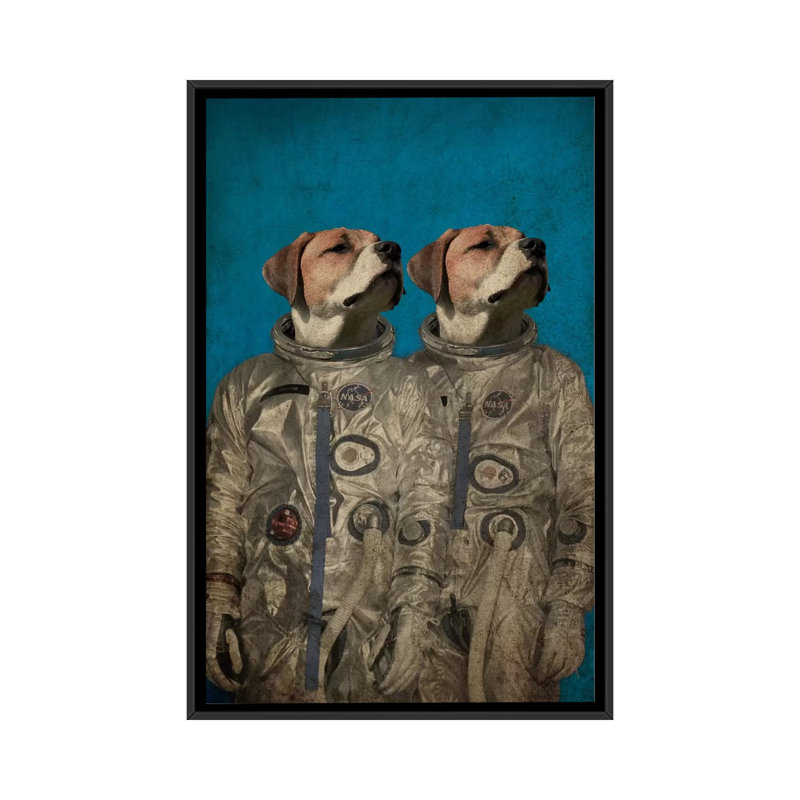 « voyage into outer space », impression sur toile, H 26 po x l 18 po x P 1,5 po, Toile avec cadre noir, Pas de tapis