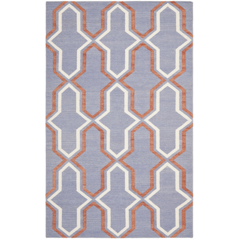 Normal Geometric Wool Hand Woven Area Rug, Rectangle 122cm x 183 cm