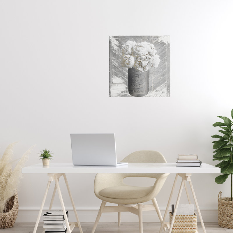 Pivoine en toile de pot rustique, design par Sophie 6, H 17 po x l 17 po