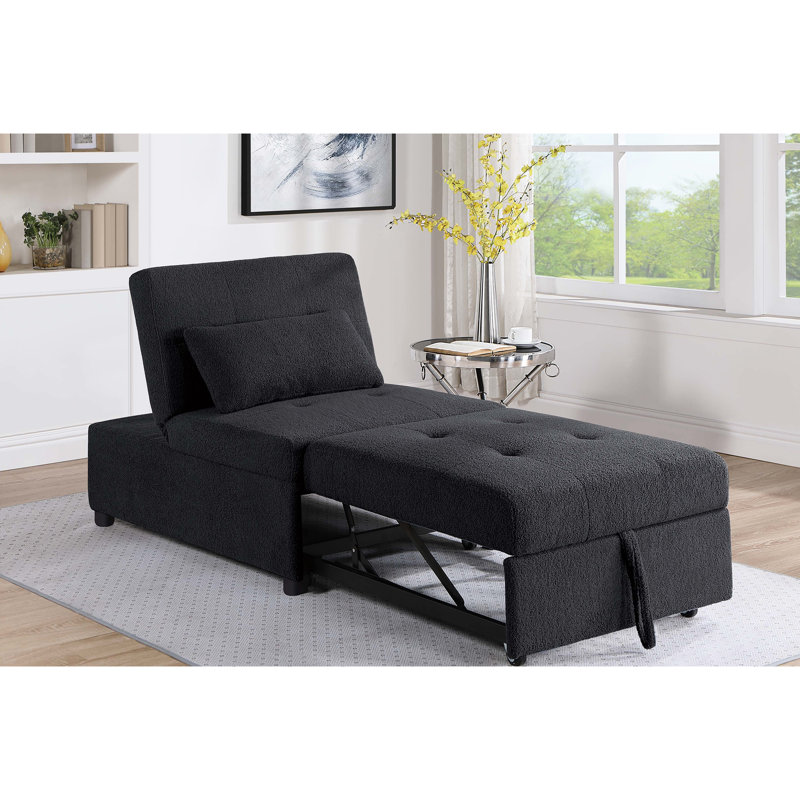 Fauteuil-lit noir sans accoudoirs, canapé-lit convertible avec coussin ultra-moderne et lit escamotable