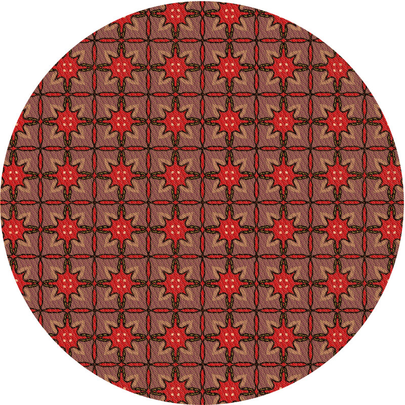 Rouge géométrique/rose/Tapis décoratif grise, Rond 6 pi