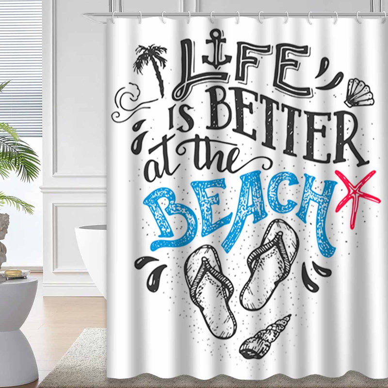 Rideau de douche imperméable Summer Wave, L 72 po x l 78 po