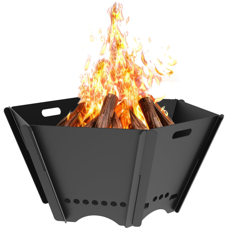 Portable Steel Fire Pit, 12.5" H x 23.5" W x 23.5" D