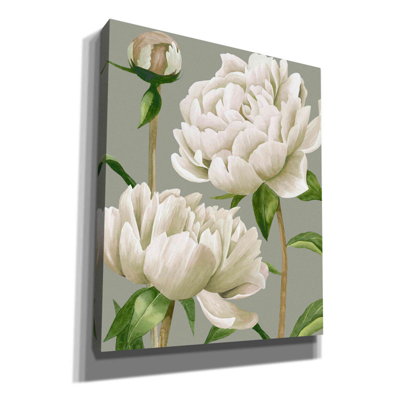 «White Peony I» par Grace Popp, art mural sur toile, H 24 po x l 20 po x P 0,75 po