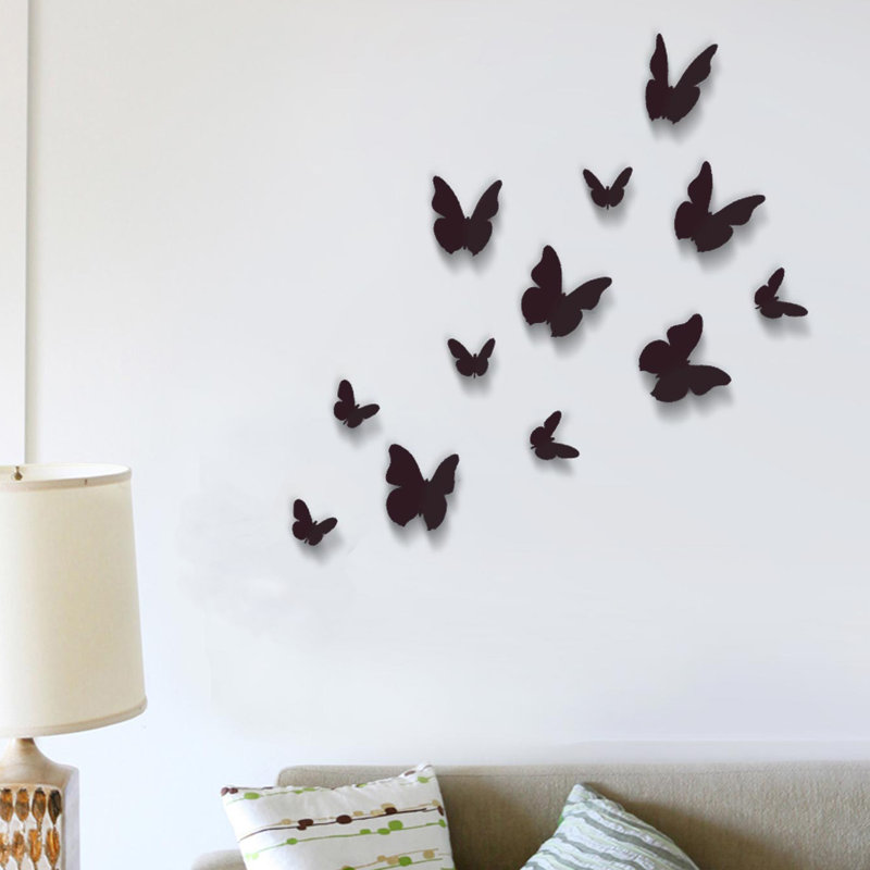 Décalcomanie murale papillon 3d, Noir