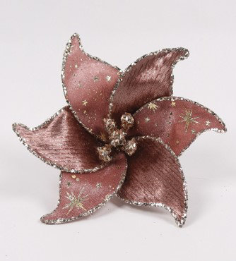 Glittered Flower Christmas Clip-On Ornament - 6"