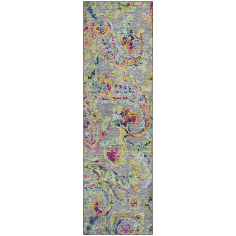Premium Machine Washable Prisco Gray Rug, Runner 2'3" x 7'6"