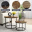 Ensemble de 2 tables d'appoint gigognes rondes - plateau en bois de manguier massif et base en fer noir - finition naturelle