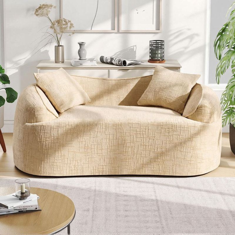 Canapé compressible courbé en osier 66,93 po Boneless, Beige