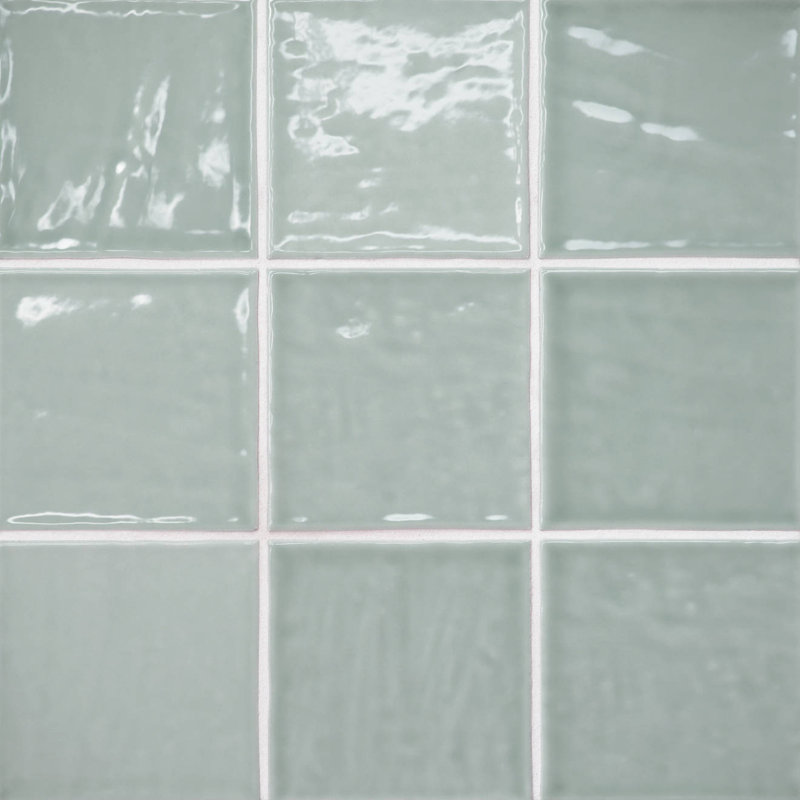 Marin 4" X 4" Ceramic Wall Tile, Aloe Green