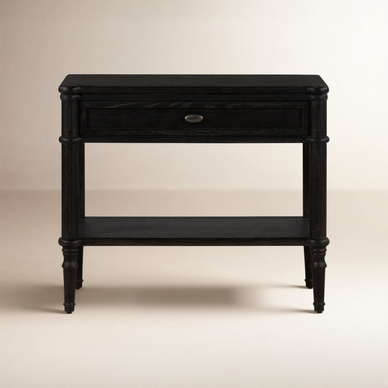 Toulouse 1 - Drawer Solid Wood Nightstand, Distressed Black