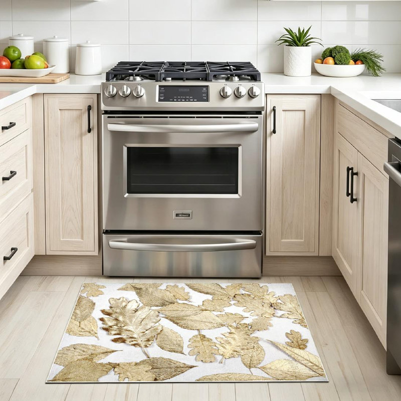 Tapis orange lavable à la machine, feuilles d'automne doré Il y a un tapis d'intérieur, Rectangle 32 po x 47 po
