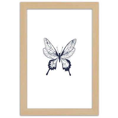 Painted Butterflies In Black And White - Single Picture Frame Print