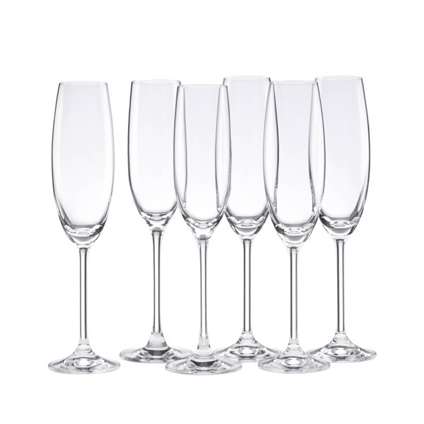 Champagne Flute Set of 6 Wine Glasses 4 oz/120 ml Bohemia Czech Crystal  Glass