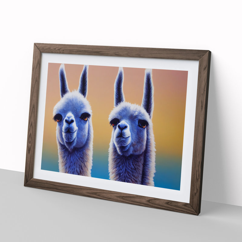 A Miraculous Llamas - Framed Print, 25cm H x 34cm W x 2cm D, Walnut Framed