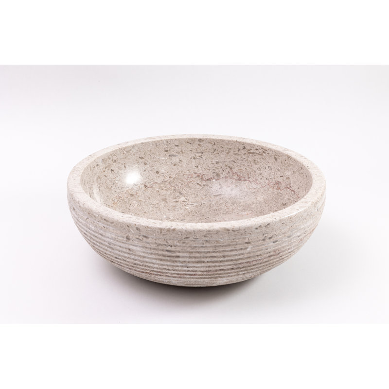 Rustic Beige Stone Circular Vessel Bathroom Sink