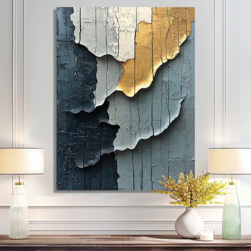 Or gris ombres éphémères I - impression moderne abstraite sur métal, H 20 po x l 12 po