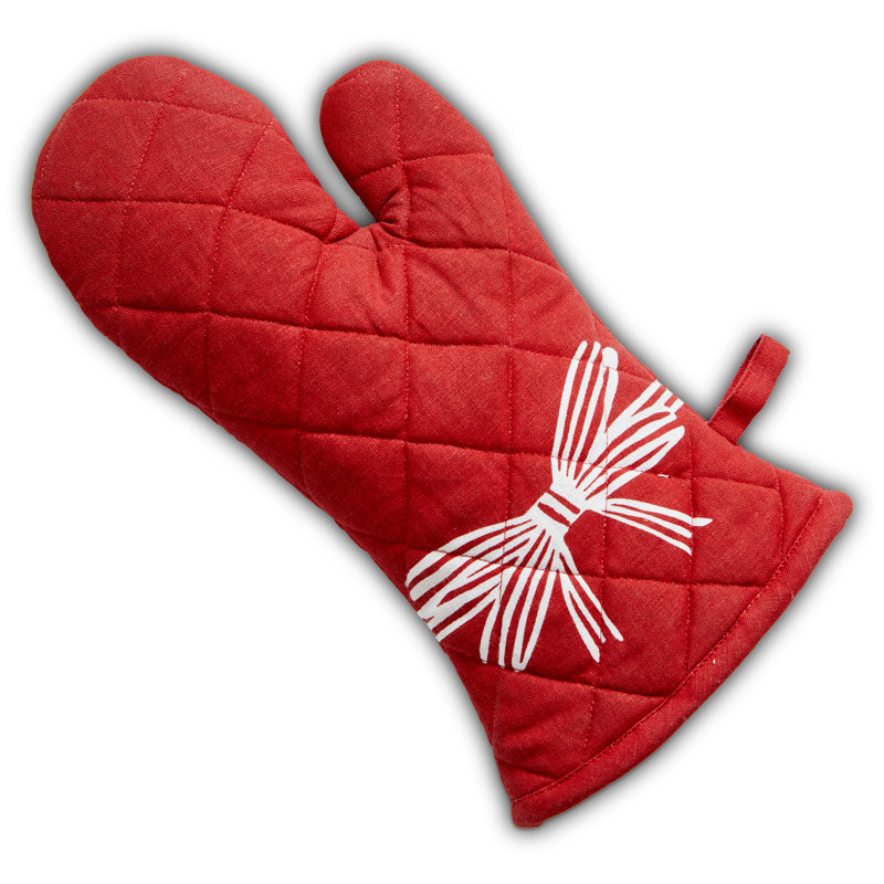 Bow Oven Mitt Red Cotton Christmas