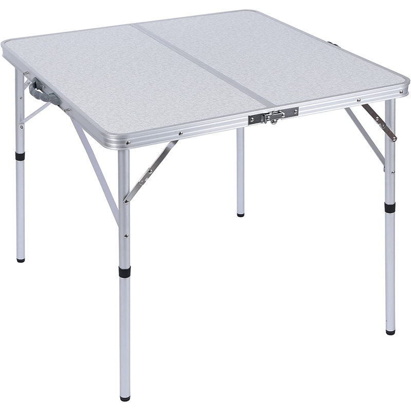 Table pliante 32 po avec poignée de transport pour l'intérieur et l'extérieur, blanc, L 32 po x L 32 po x H 28 po